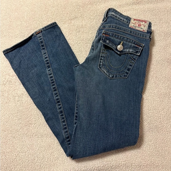 True Religion Joey Distressed Bootcut Flare Jeans Y2K 00s Vintage Flap Pocket - Picture 1 of 14